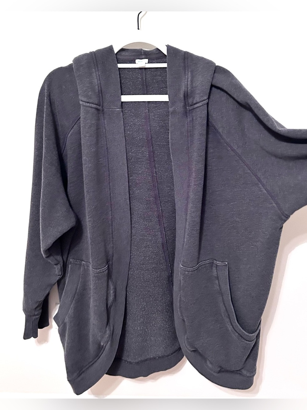 aerie Dark Charcoal Open-Front Exaggerated Hood Oversized Cardigan w/ Pockets
